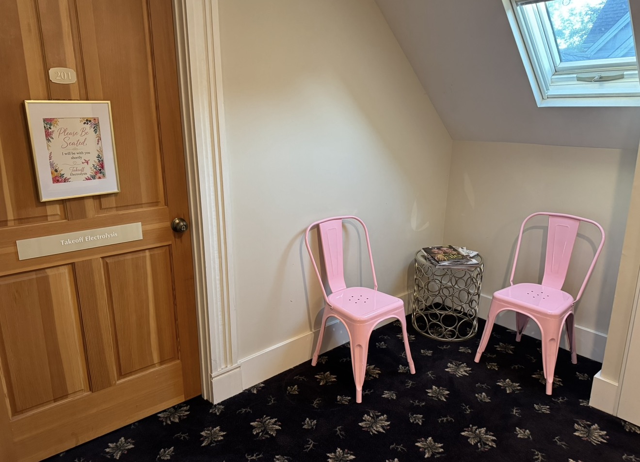 Suite 201 waiting area at Takeoff Electrolysis